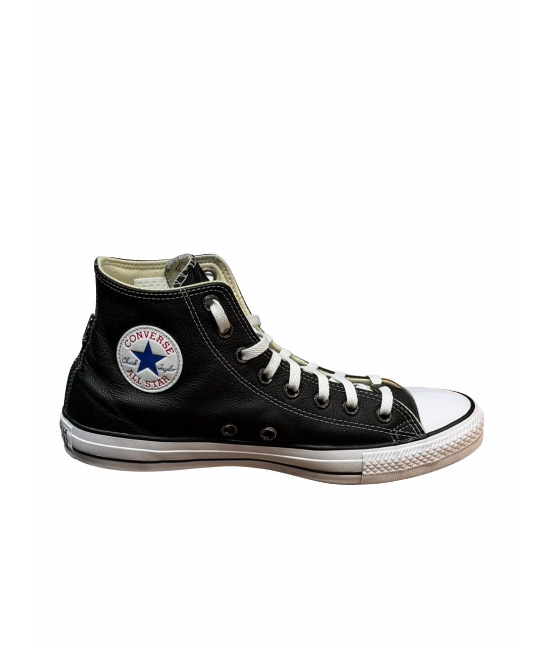 CONVERSE Черные кожаные высокие кроссовки / кеды, фото 1