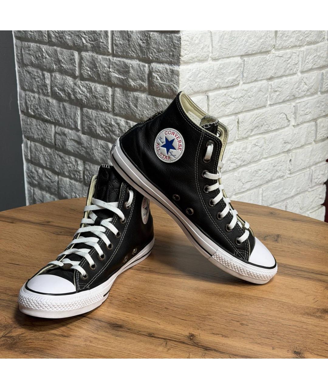 CONVERSE Черные кожаные высокие кроссовки / кеды, фото 5