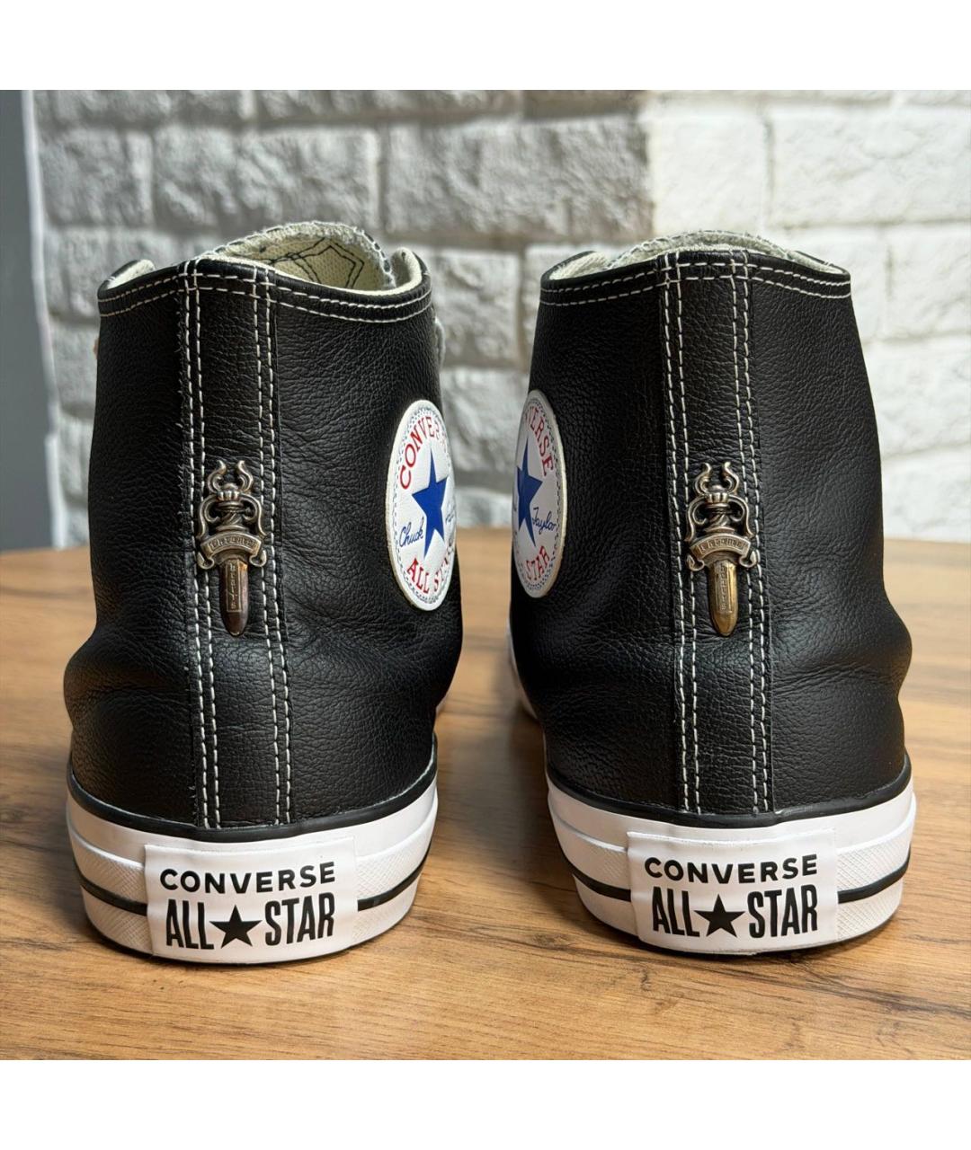 CONVERSE Черные кожаные высокие кроссовки / кеды, фото 4