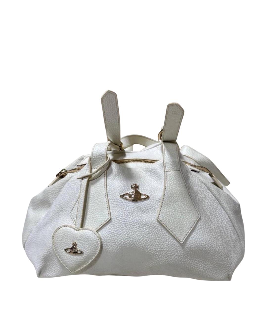 VIVIENNE WESTWOOD Белая кожаная сумка с короткими ручками, фото 1
