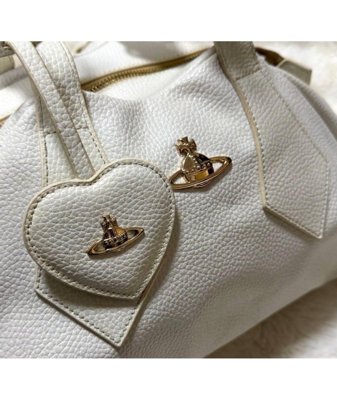 VIVIENNE WESTWOOD Белая кожаная сумка с короткими ручками, фото 2