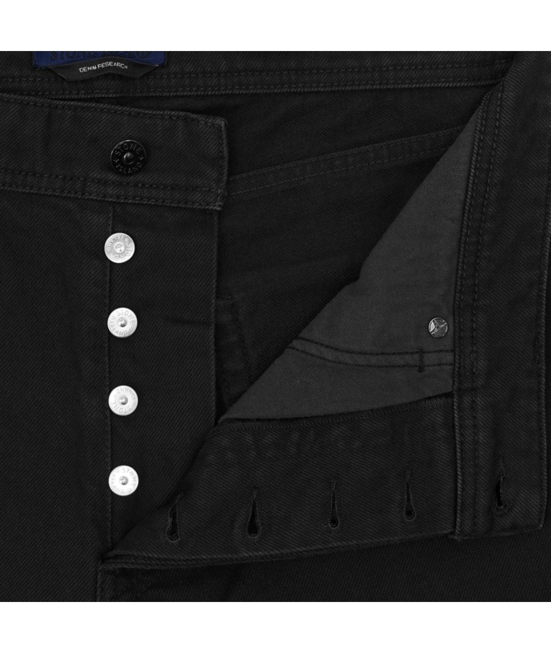STONE ISLAND Черные хлопковые прямые джинсы, фото 2