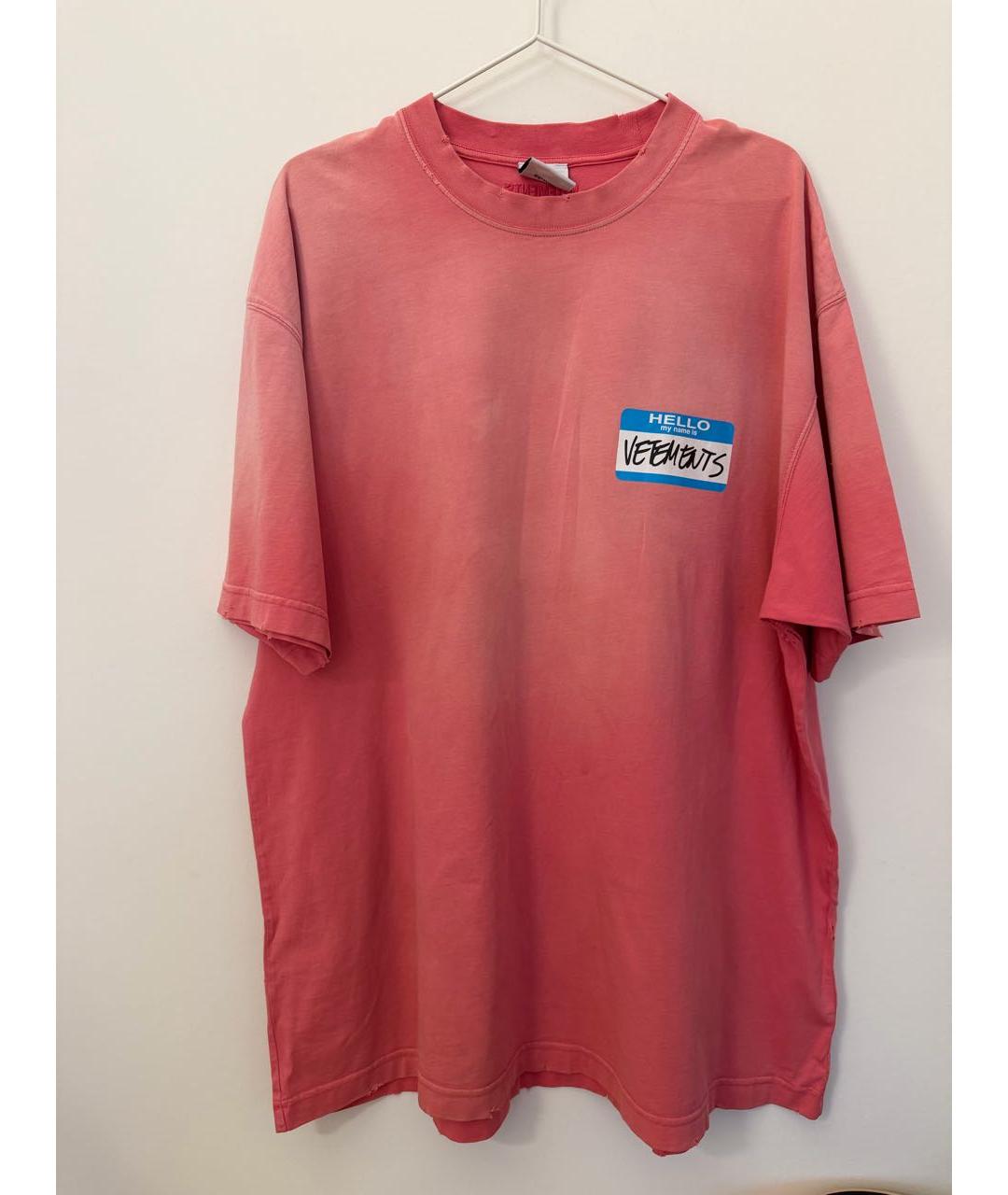VETEMENTS Розовая хлопковая футболка, фото 9
