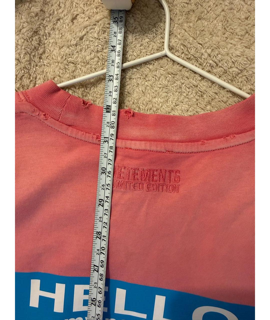 VETEMENTS Розовая хлопковая футболка, фото 7