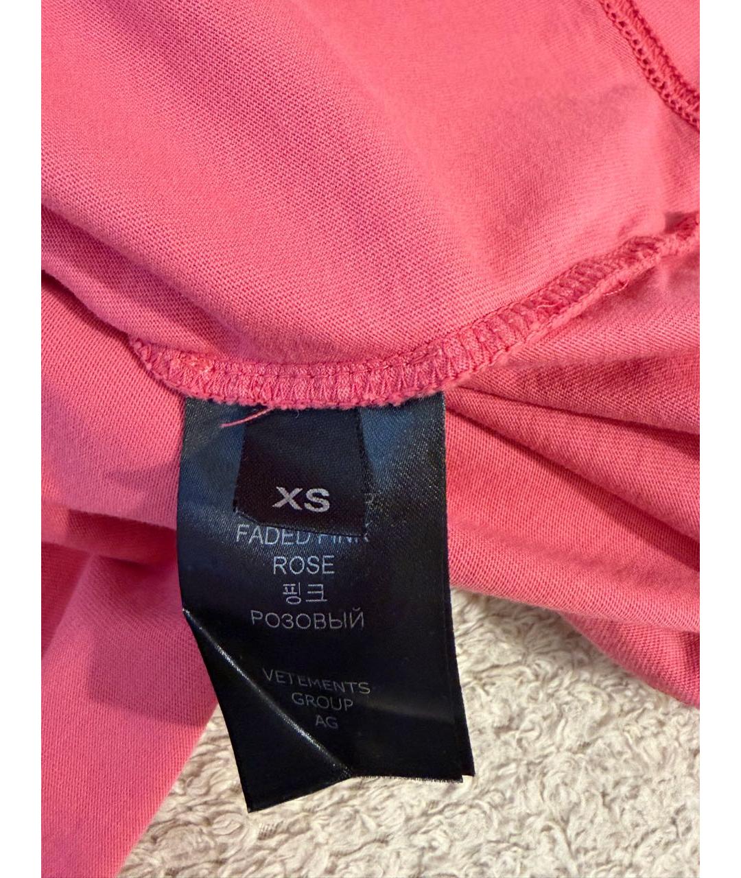 VETEMENTS Розовая хлопковая футболка, фото 5