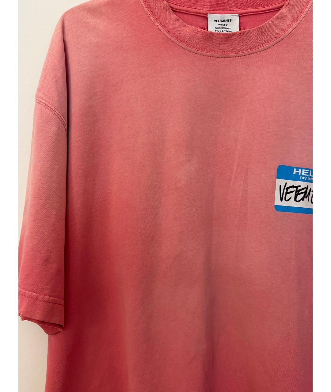 VETEMENTS Розовая хлопковая футболка, фото 4