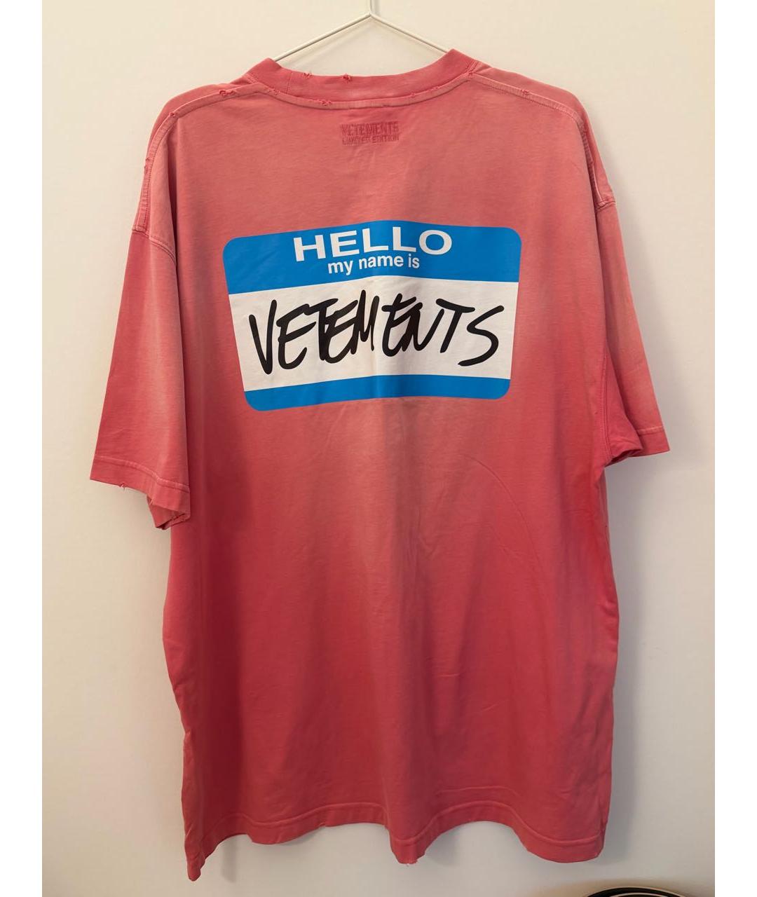 VETEMENTS Розовая хлопковая футболка, фото 2