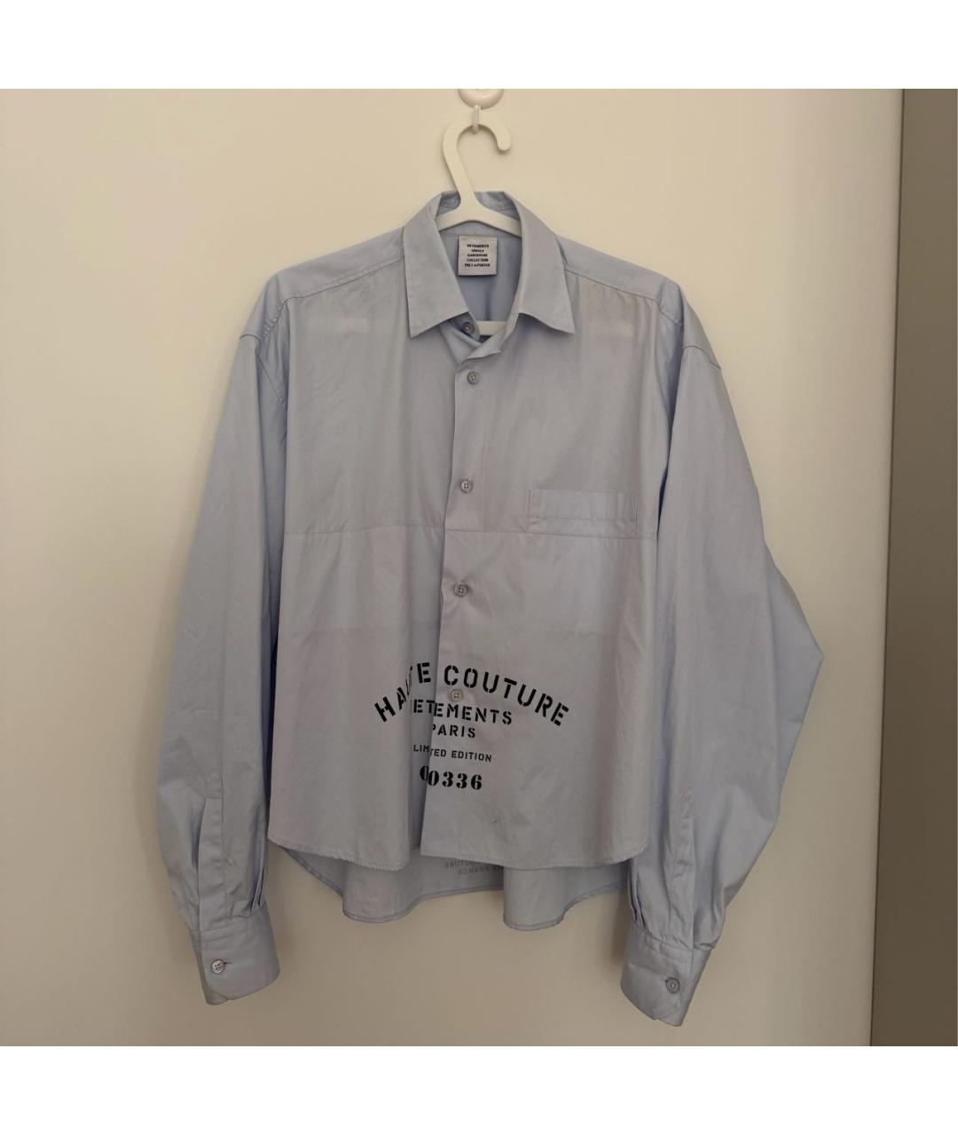 VETEMENTS Голубая хлопковая рубашка, фото 9