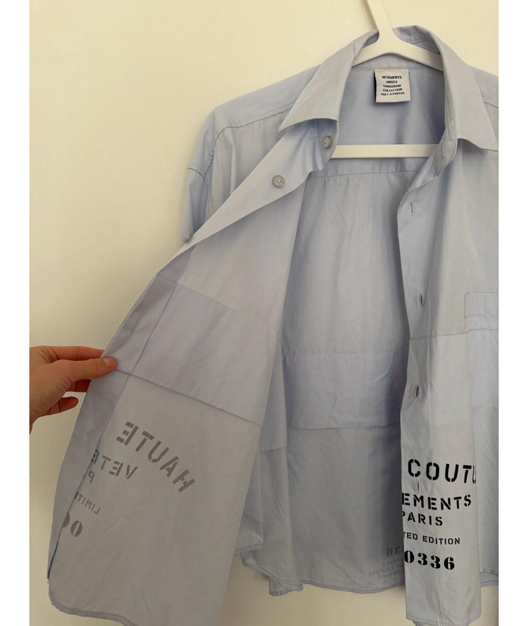 VETEMENTS Голубая хлопковая рубашка, фото 8