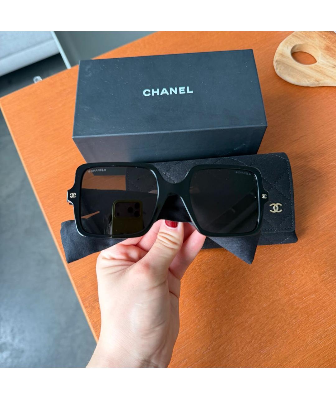 CHANEL Черные пластиковые солнцезащитные очки, фото 5
