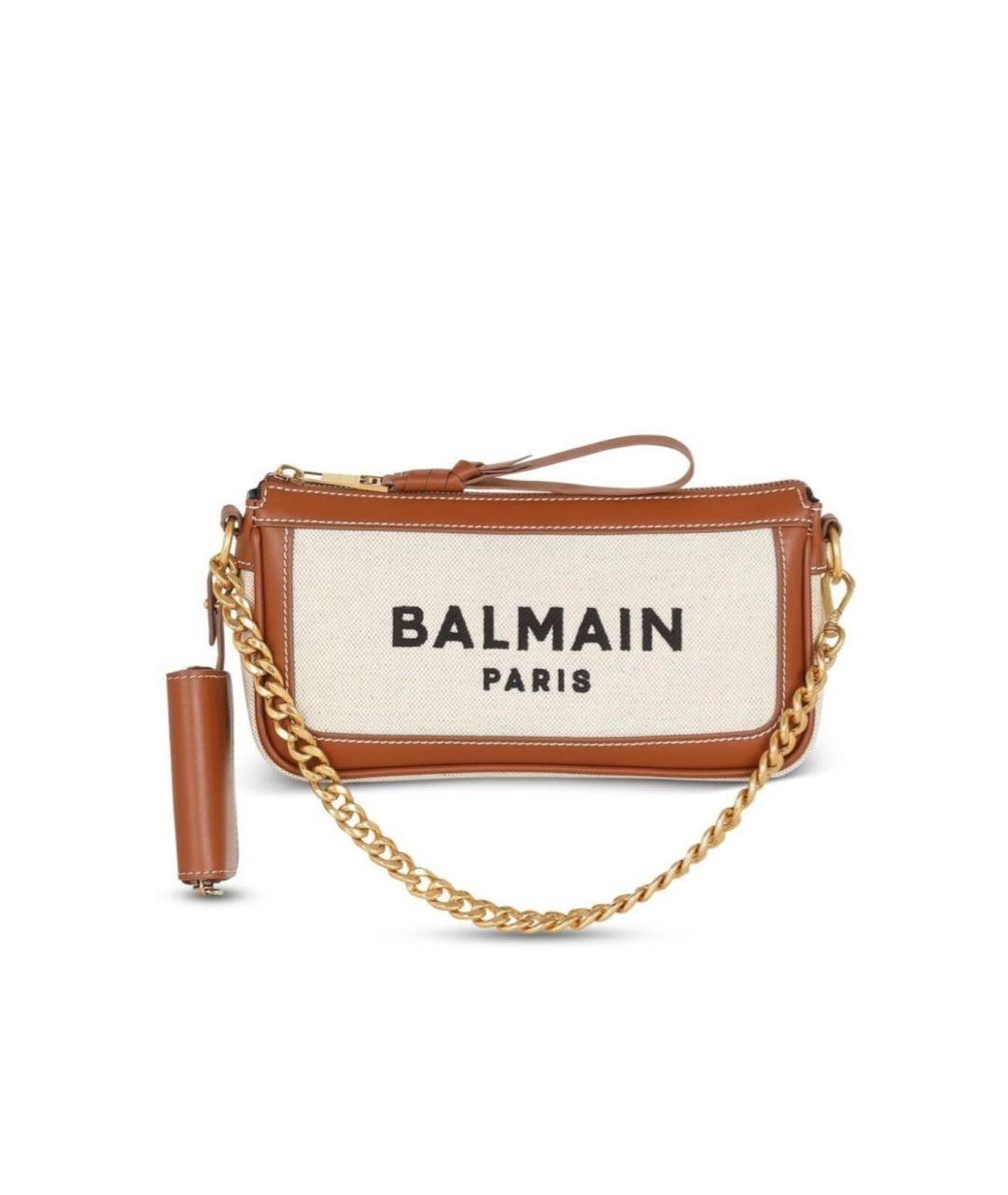 BALMAIN Бежевая тканевая сумка через плечо, фото 3