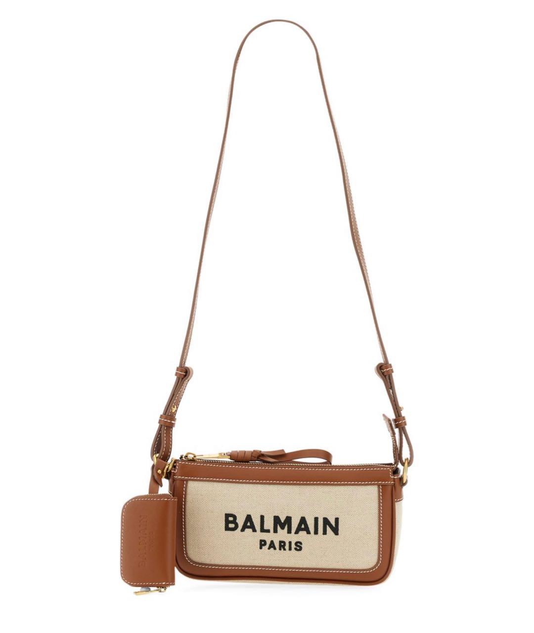 BALMAIN Бежевая тканевая сумка через плечо, фото 2