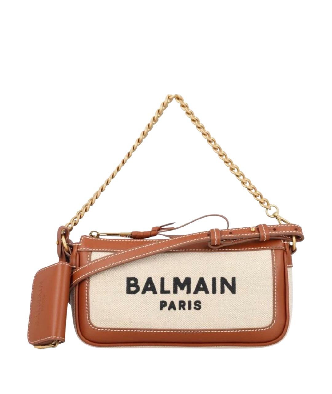 BALMAIN Бежевая тканевая сумка через плечо, фото 1