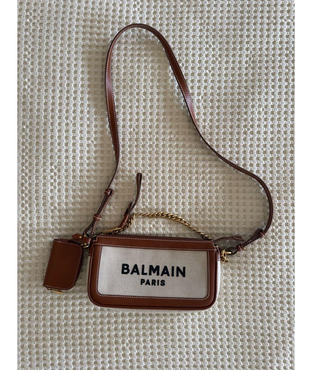 BALMAIN Бежевая тканевая сумка через плечо, фото 4