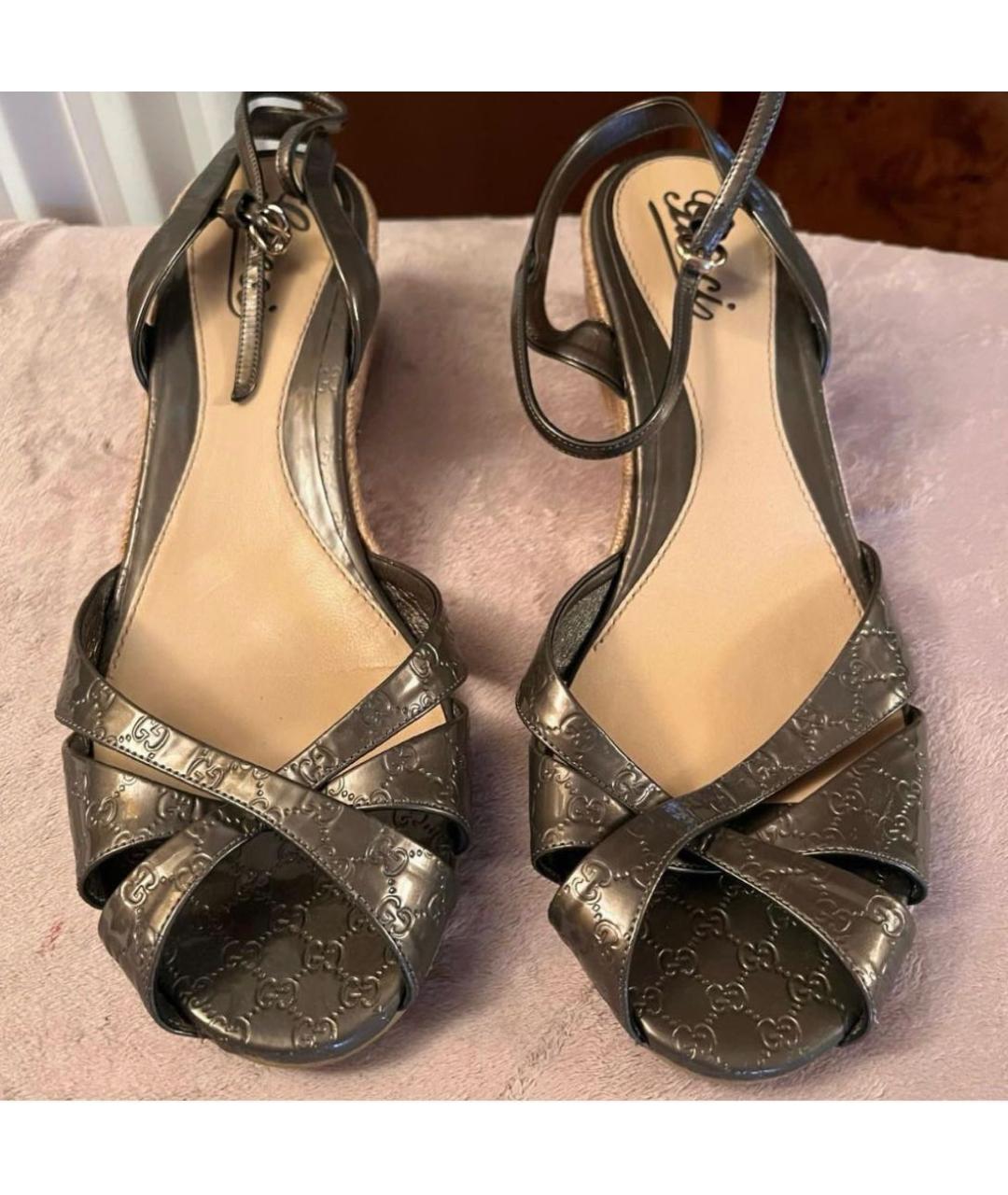 GUCCI Бежевые кожаные босоножки, фото 2