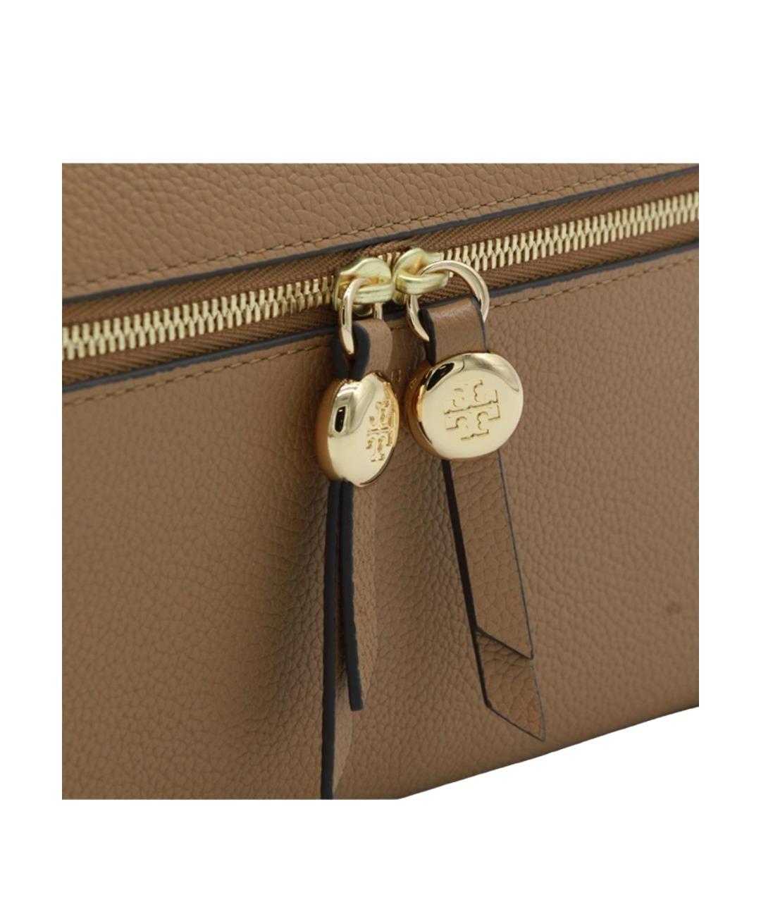 TORY BURCH Коричневая кожаная сумка с короткими ручками, фото 3