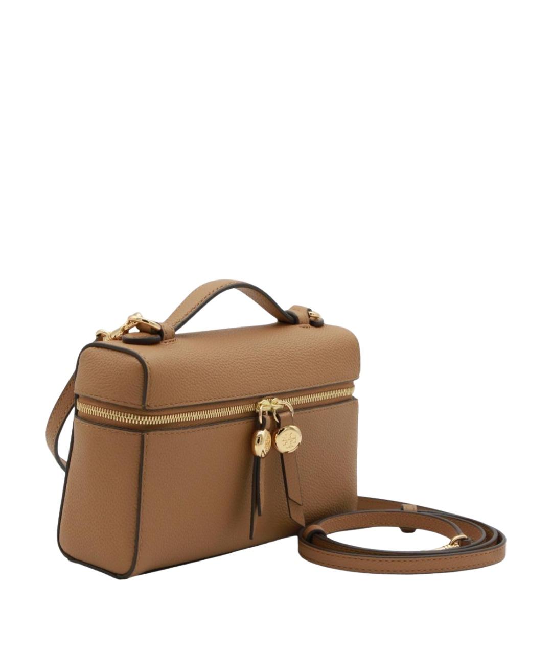 TORY BURCH Коричневая кожаная сумка с короткими ручками, фото 4