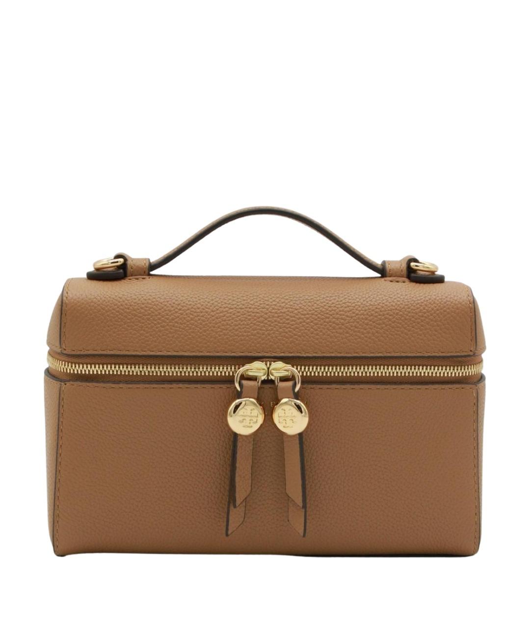 TORY BURCH Коричневая кожаная сумка с короткими ручками, фото 1