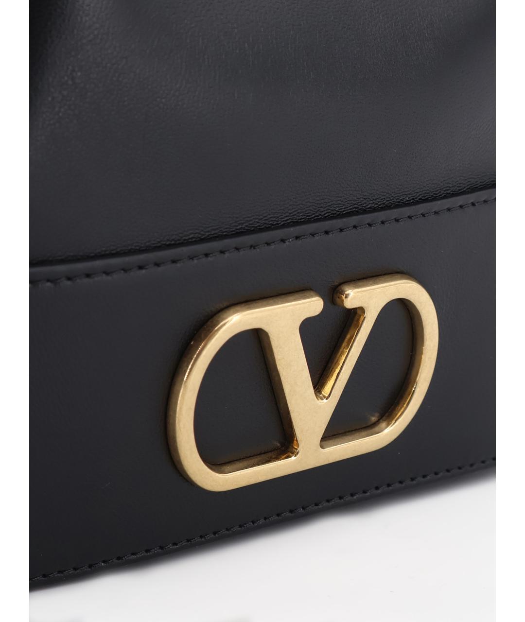 VALENTINO Черная кожаная сумка тоут, фото 5