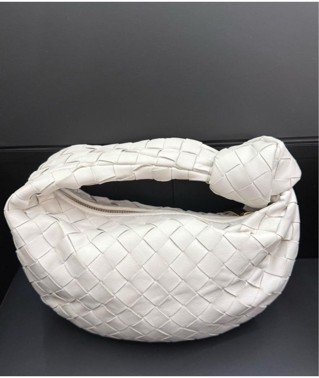 BOTTEGA VENETA Белая кожаная сумка с короткими ручками, фото 3