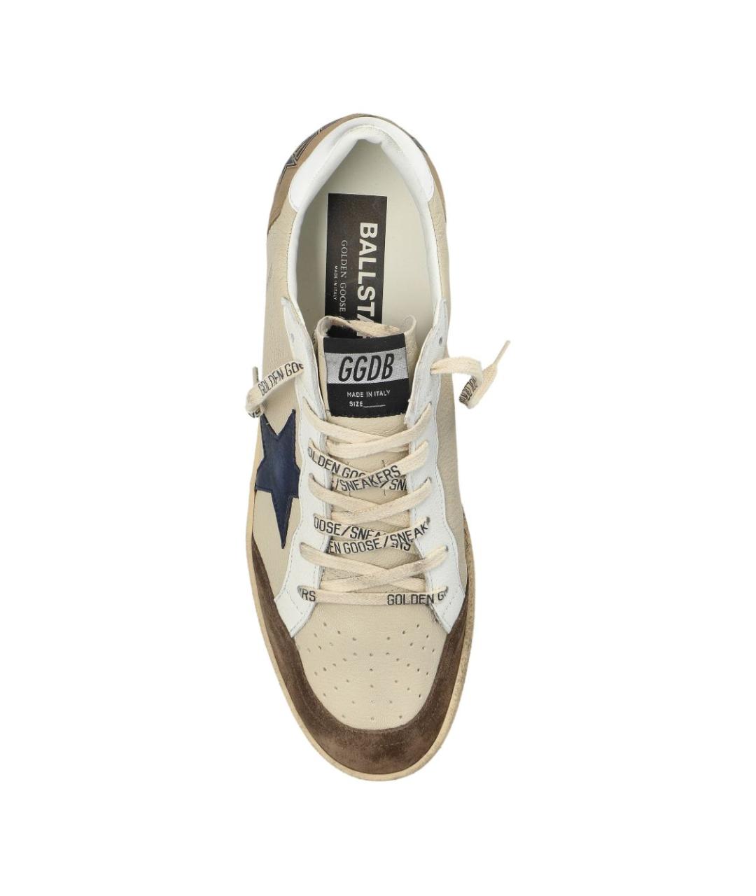 GOLDEN GOOSE DELUXE BRAND Бежевые кожаные низкие кроссовки / кеды, фото 2