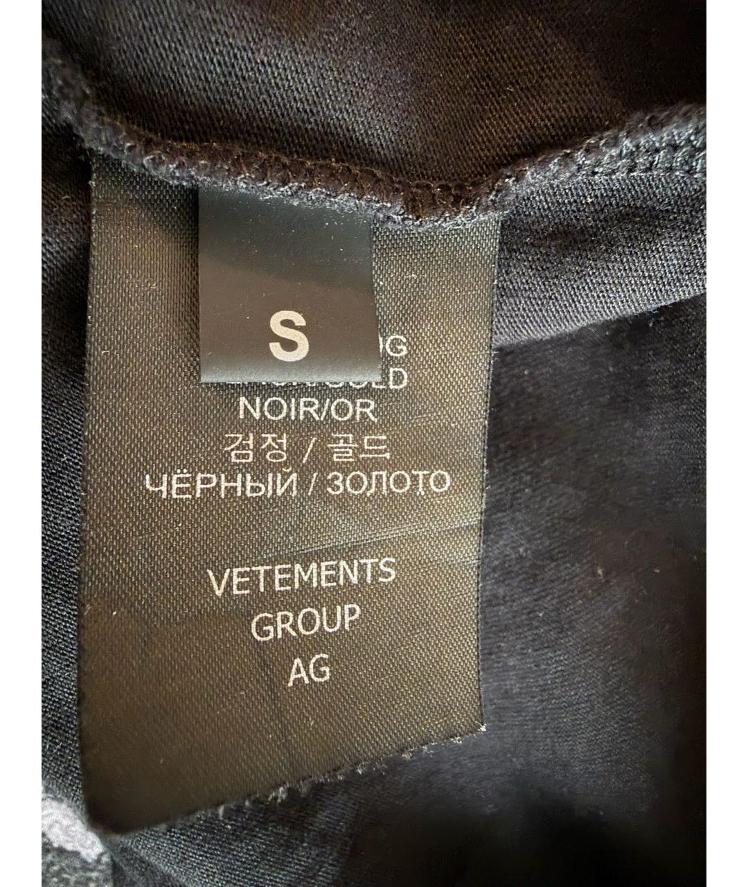 VETEMENTS Черная хлопковая футболка, фото 4