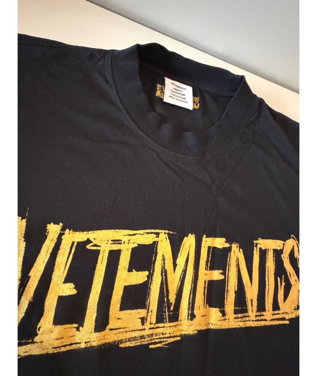 VETEMENTS Черная хлопковая футболка, фото 3