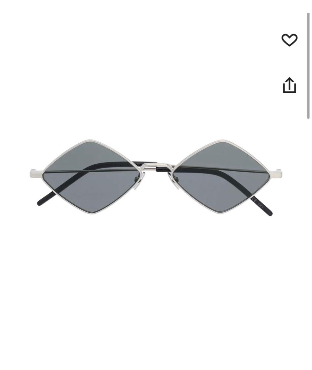 SAINT LAURENT Серебряные металлические солнцезащитные очки, фото 6