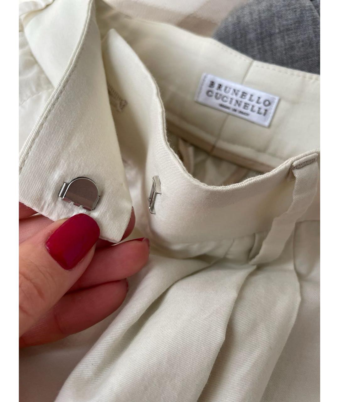 BRUNELLO CUCINELLI Бежевые хлопковые брюки узкие, фото 3