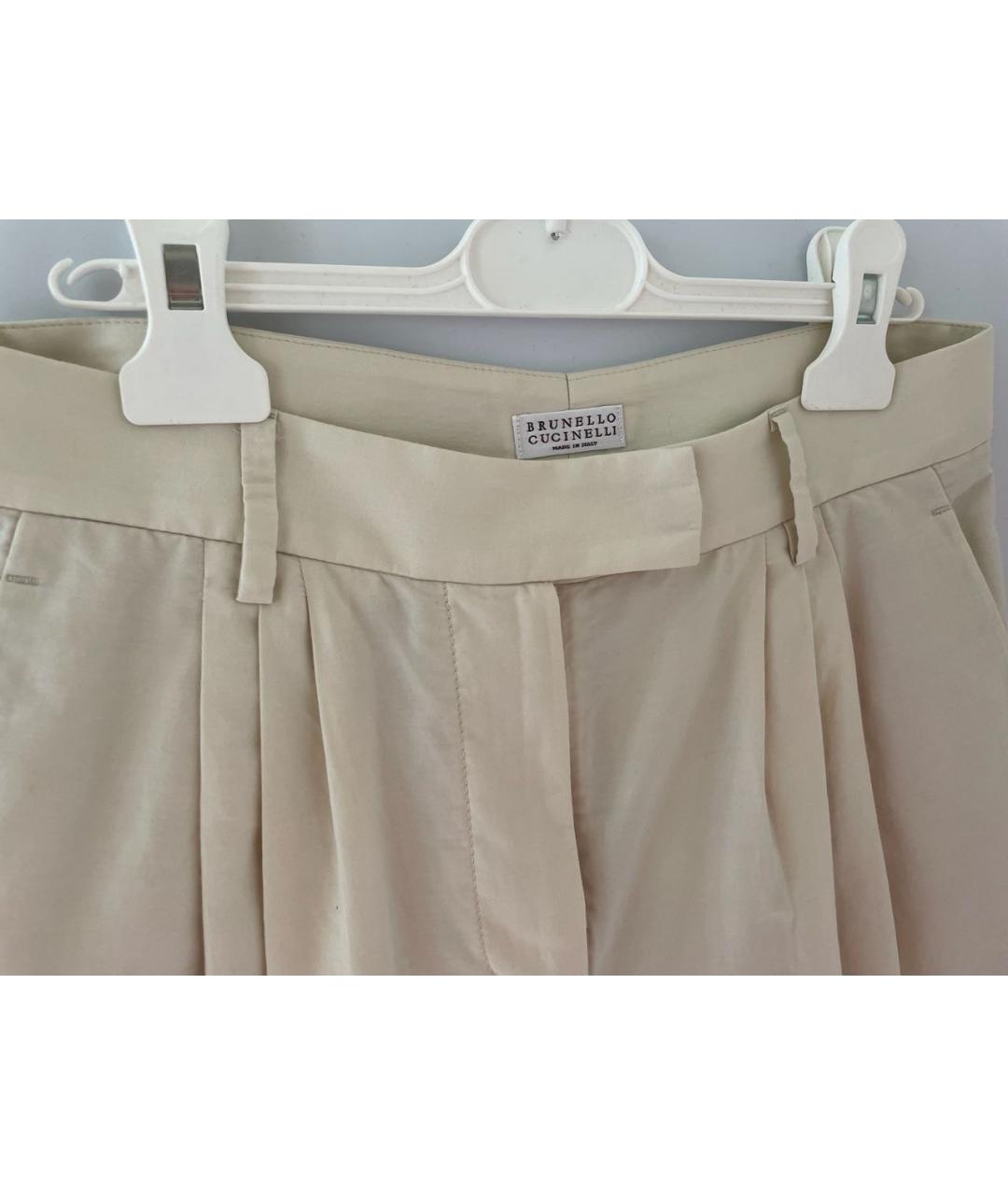BRUNELLO CUCINELLI Бежевые хлопковые брюки узкие, фото 4