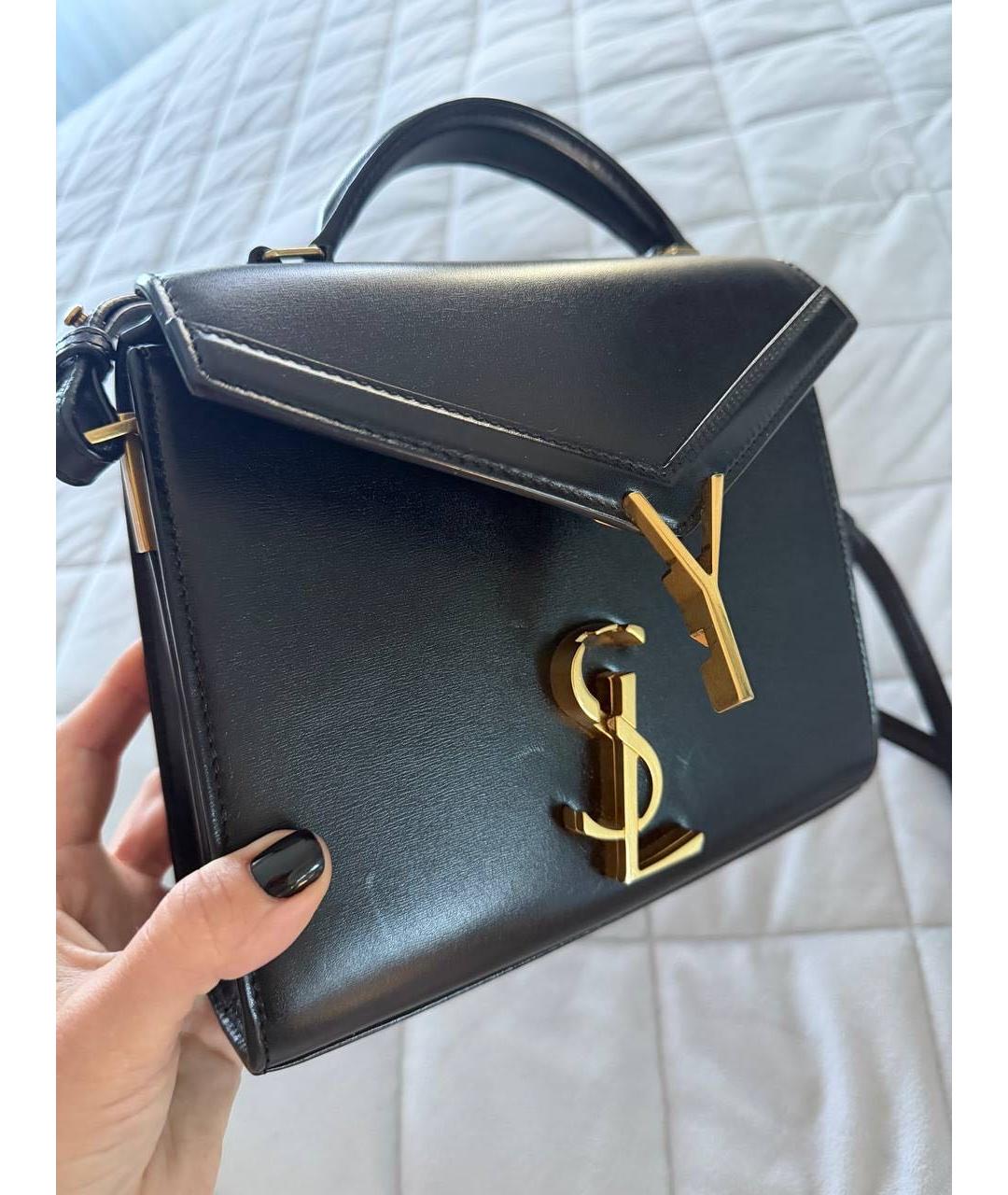 SAINT LAURENT Черная кожаная сумка с короткими ручками, фото 5