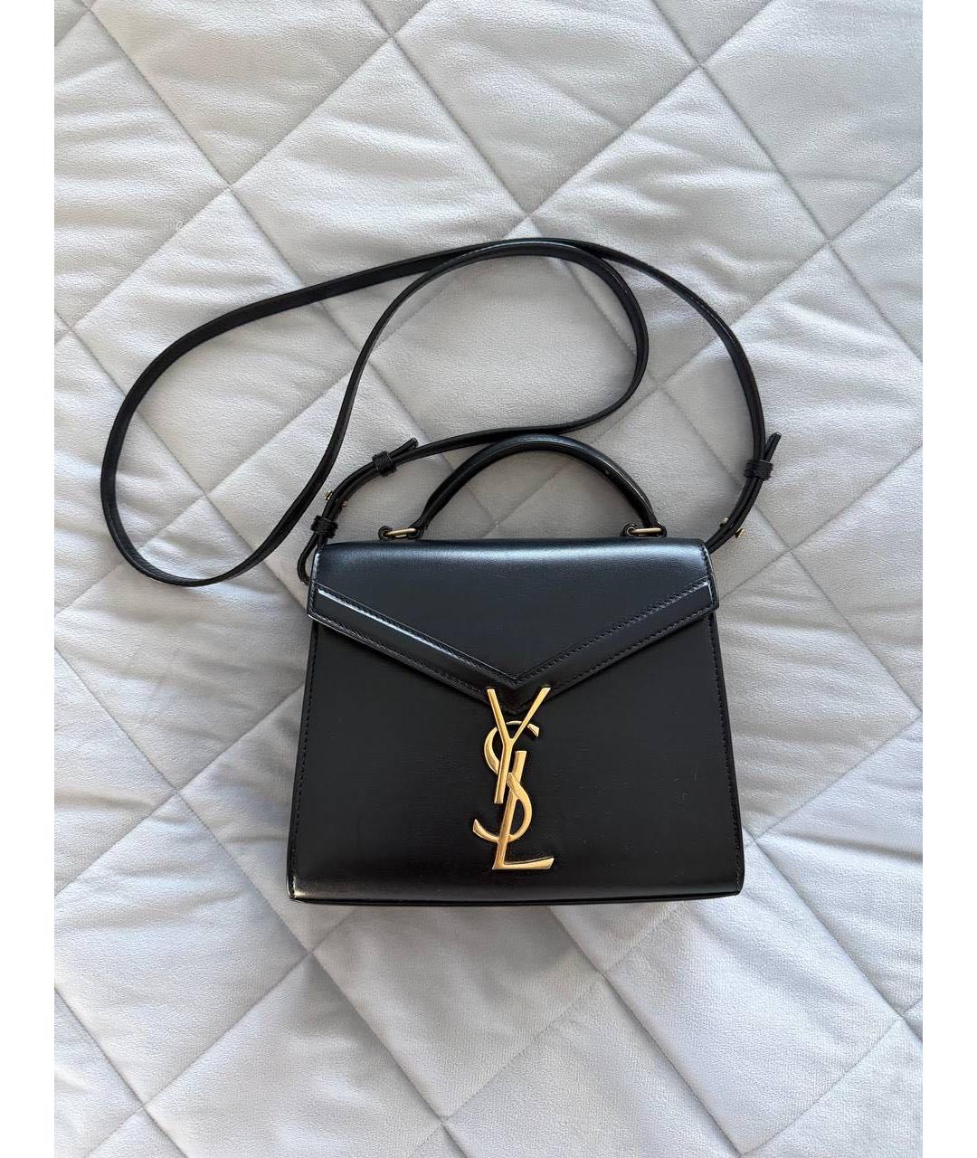 SAINT LAURENT Черная кожаная сумка с короткими ручками, фото 6