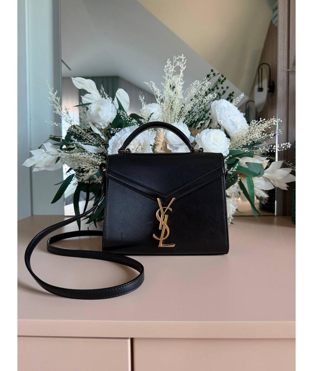 SAINT LAURENT Черная кожаная сумка с короткими ручками, фото 2