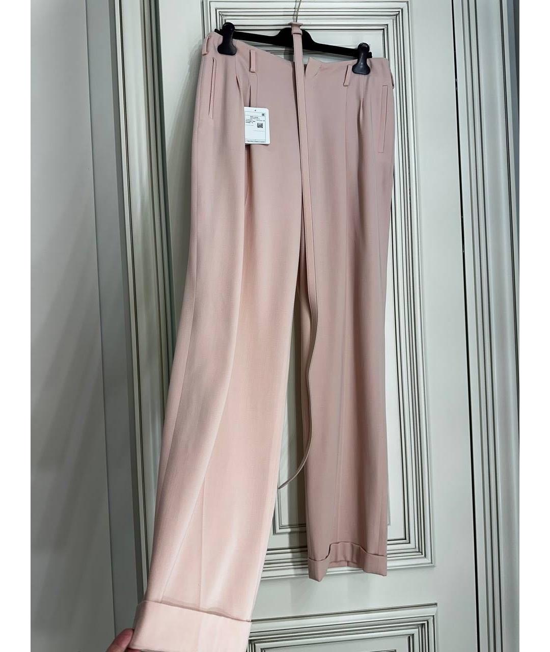 RALPH LAUREN PURPLE LABEL Розовые шерстяные прямые брюки, фото 2