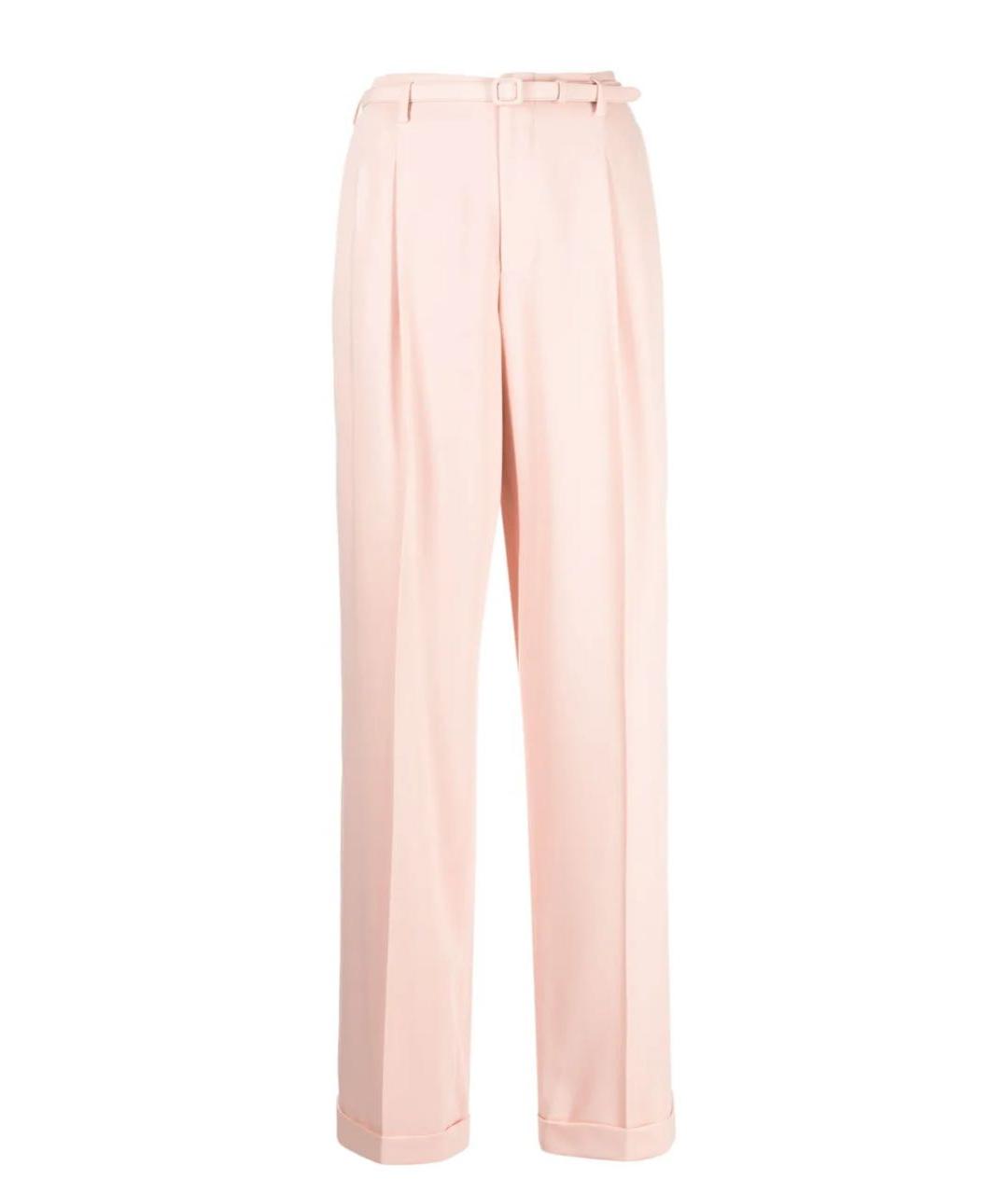 RALPH LAUREN PURPLE LABEL Розовые шерстяные прямые брюки, фото 1
