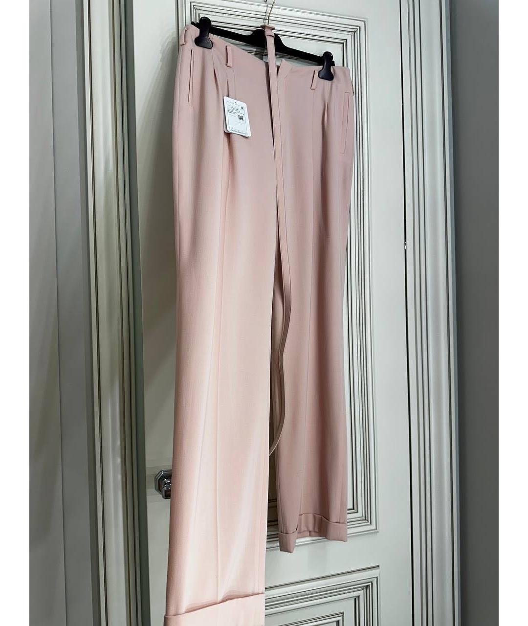 RALPH LAUREN PURPLE LABEL Розовые шерстяные прямые брюки, фото 3