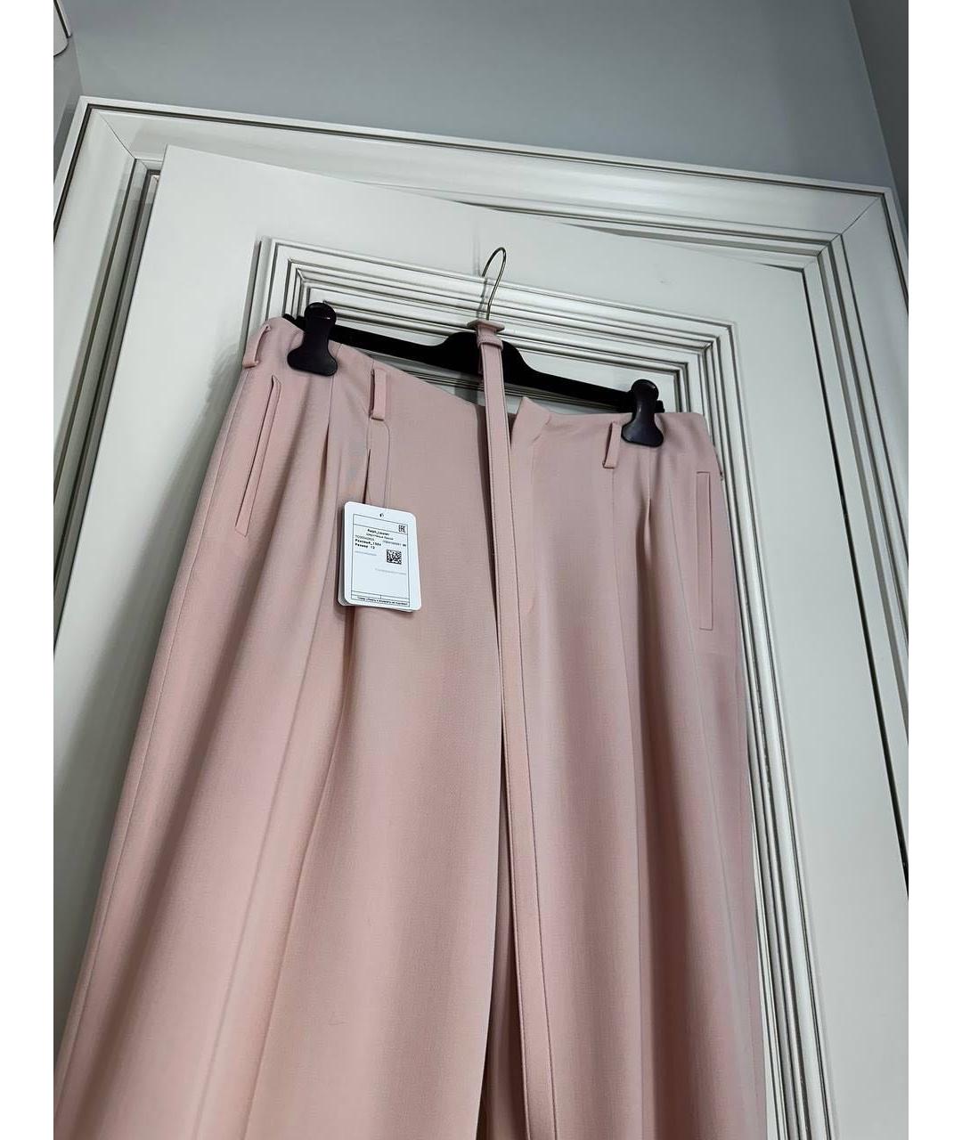 RALPH LAUREN PURPLE LABEL Розовые шерстяные прямые брюки, фото 4