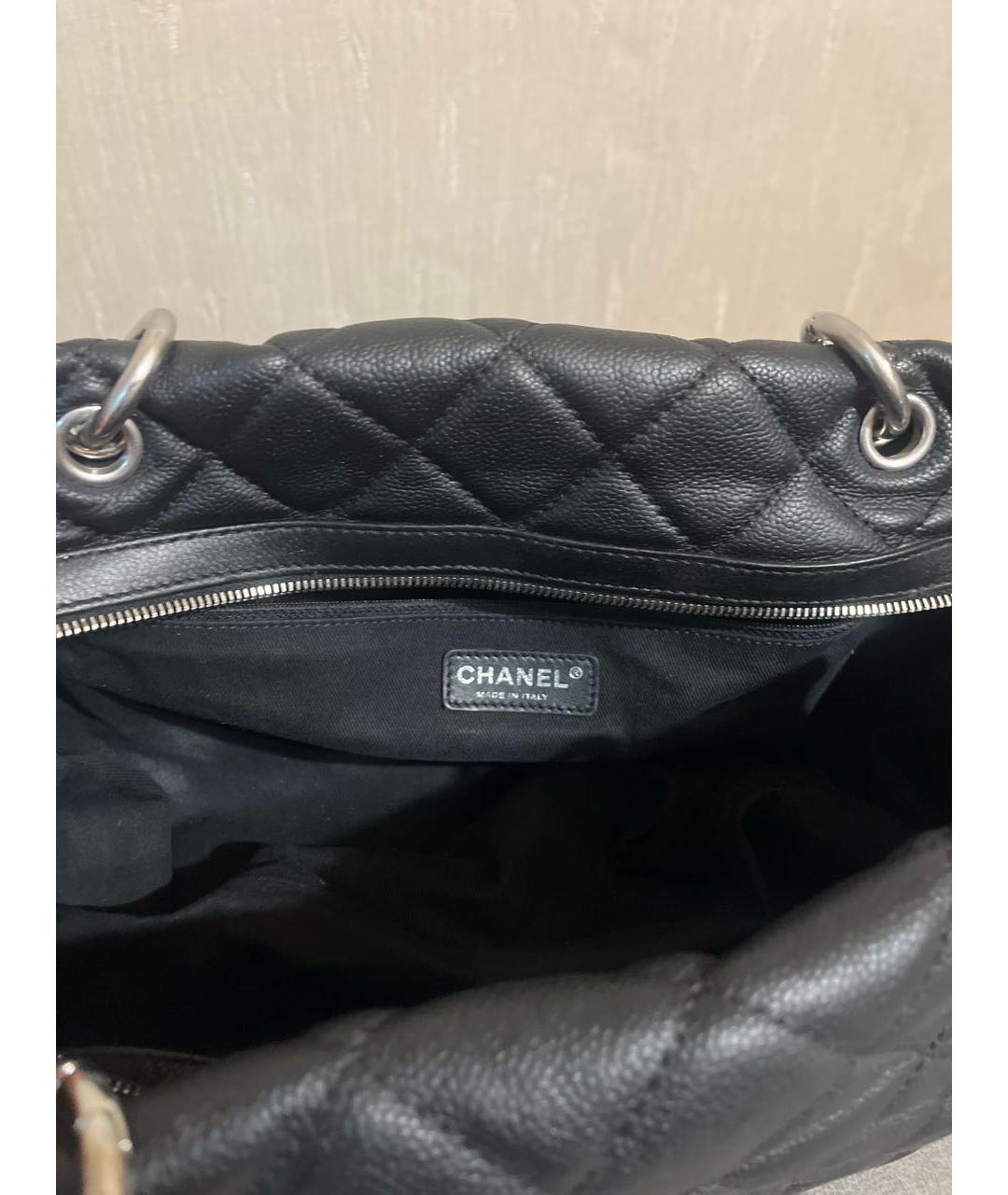CHANEL Черная кожаная сумка с короткими ручками, фото 5