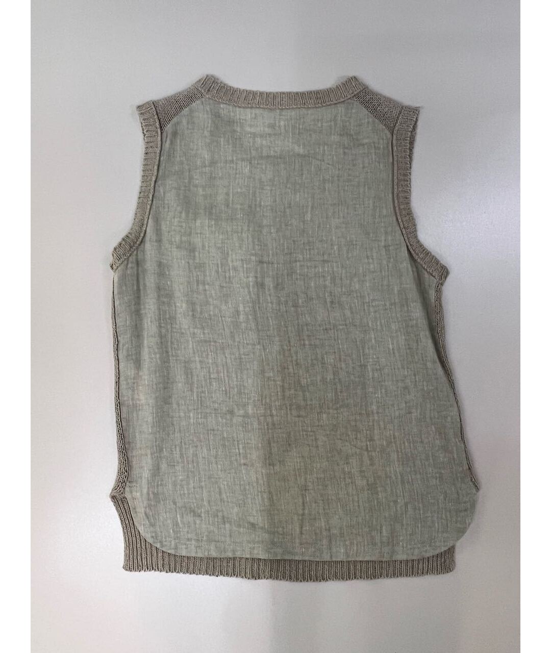 CELINE Бежевая льняная майка, фото 2