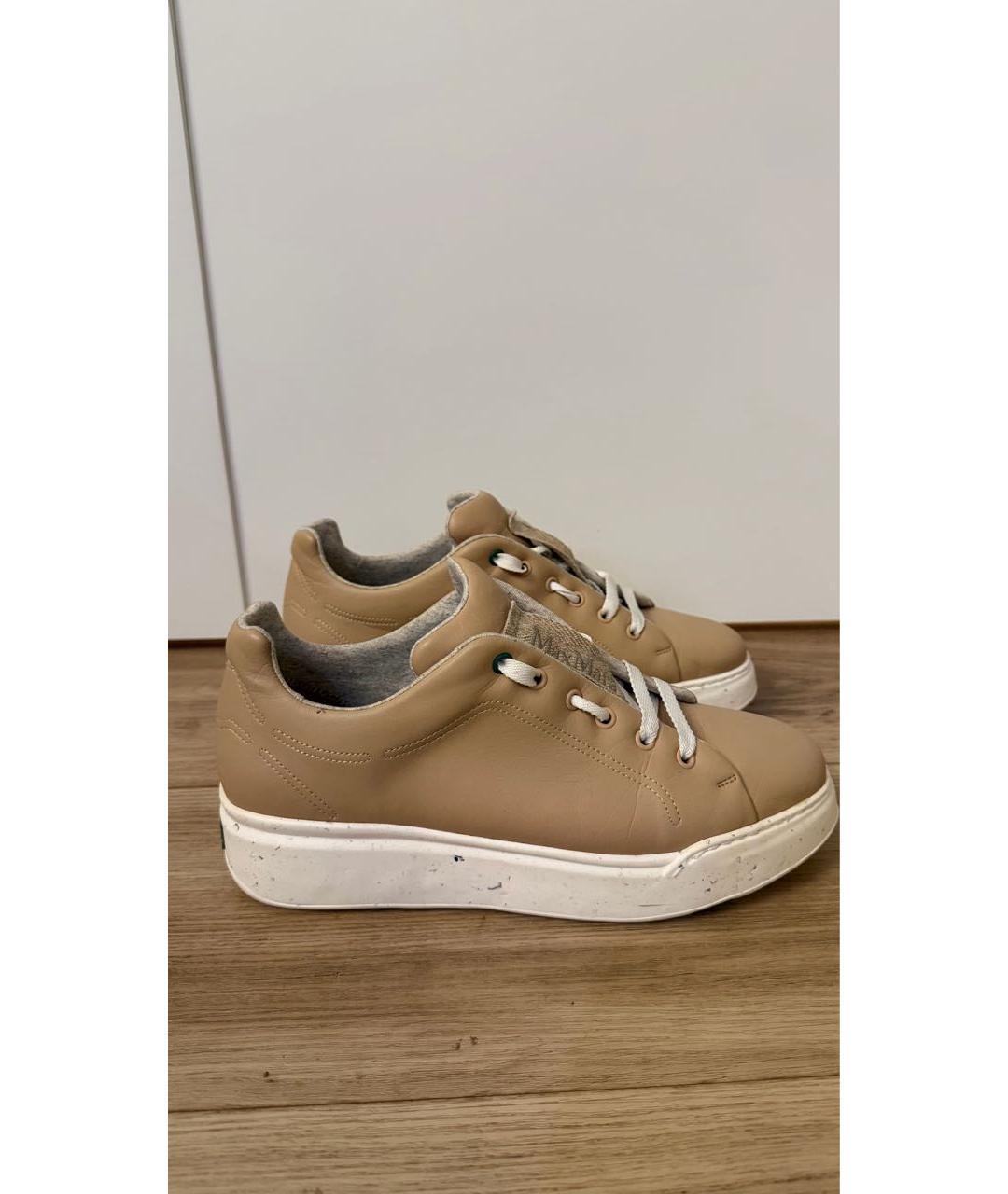 MAX MARA Бежевые кожаные кеды, фото 5