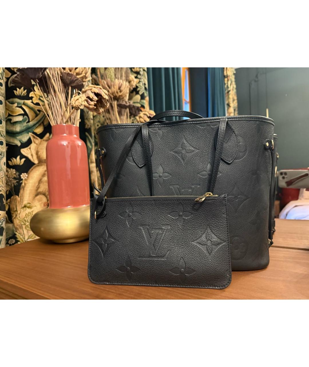 LOUIS VUITTON Черная кожаная сумка тоут, фото 2