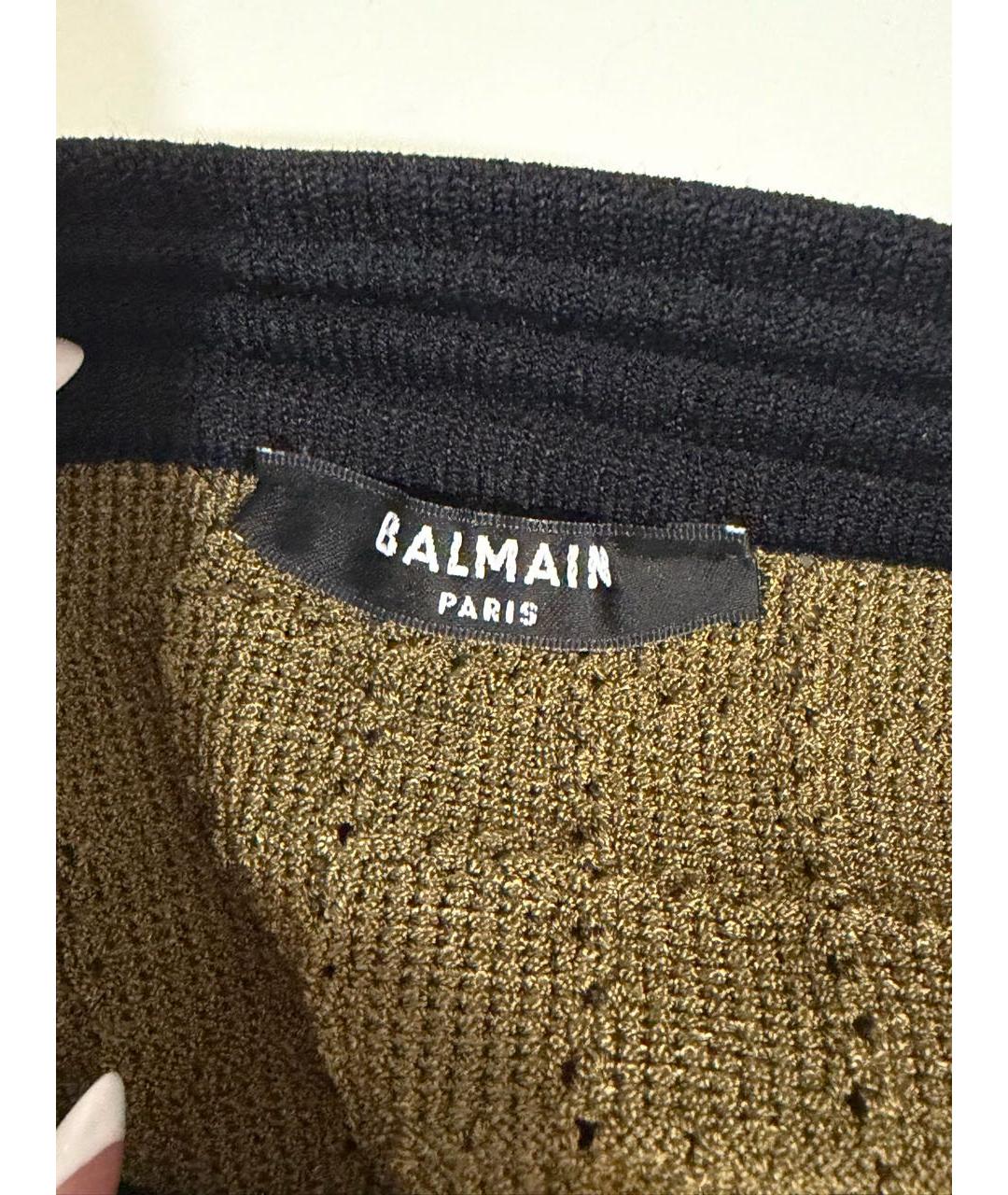 BALMAIN Хаки вискозная юбка мини, фото 3