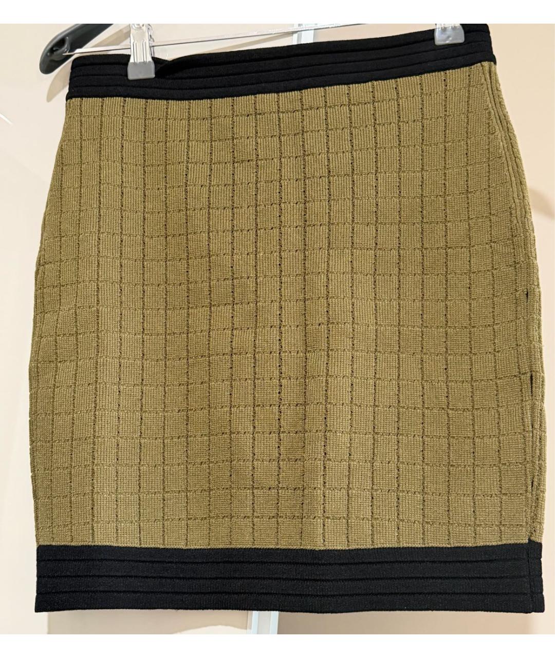 BALMAIN Хаки вискозная юбка мини, фото 2