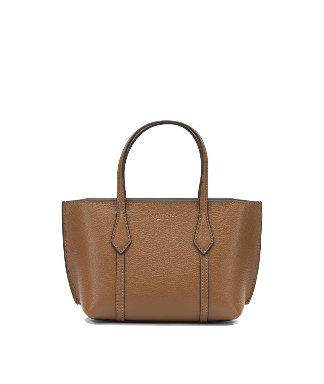 TORY BURCH Коричневая кожаная сумка с короткими ручками, фото 1