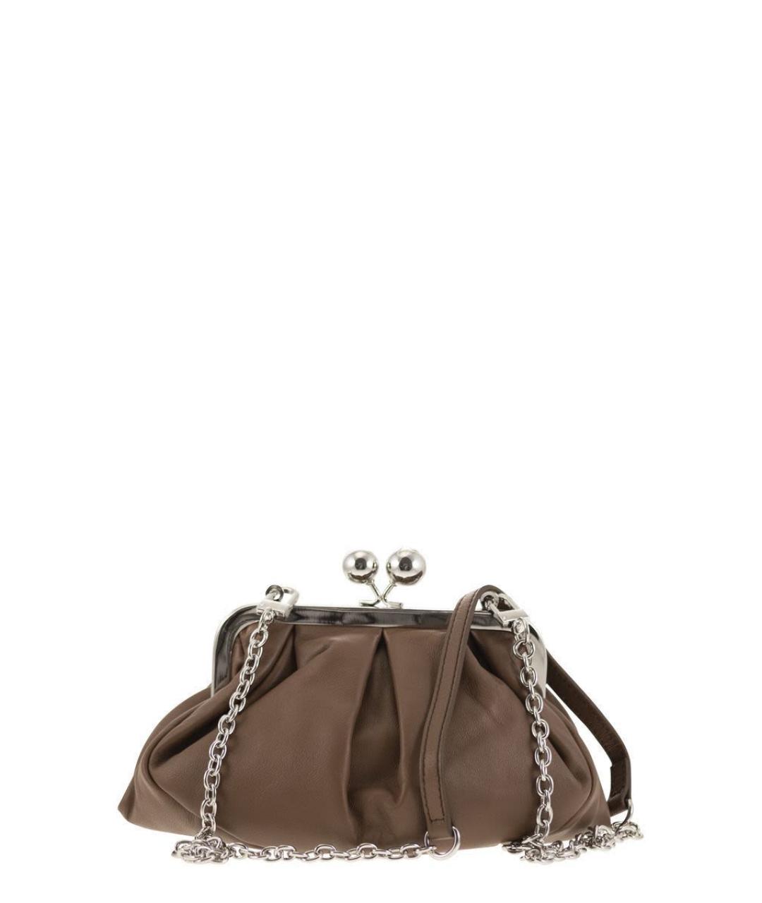 WEEKEND MAX MARA Коричневая кожаная сумка с короткими ручками, фото 2