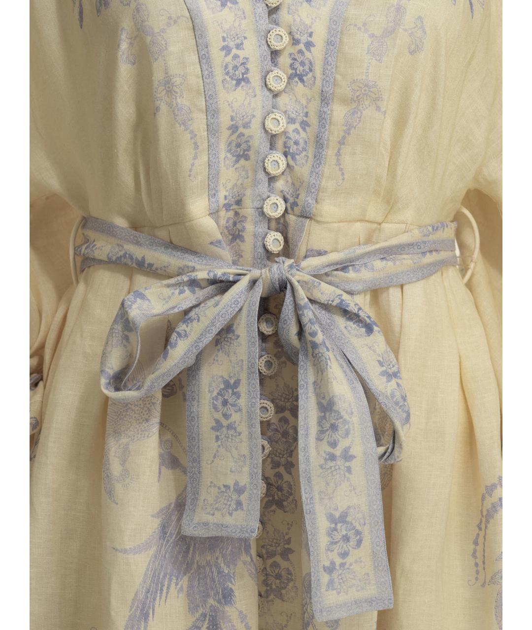 ZIMMERMANN Желтое льняное повседневное платье, фото 3
