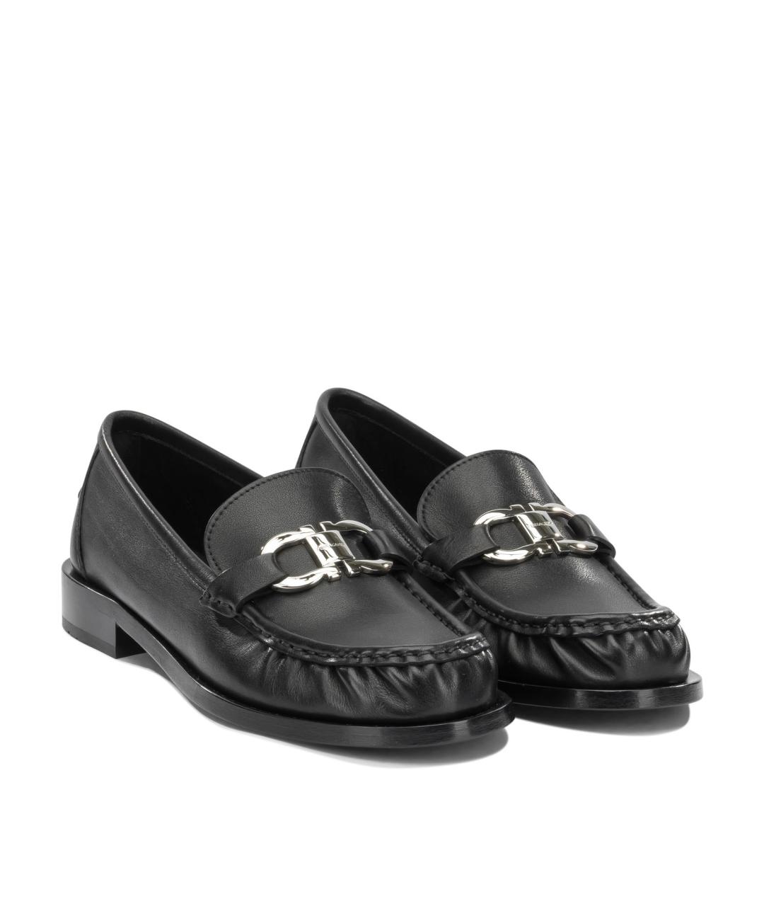 FERRAGAMO Черные кожаные лоферы, фото 2