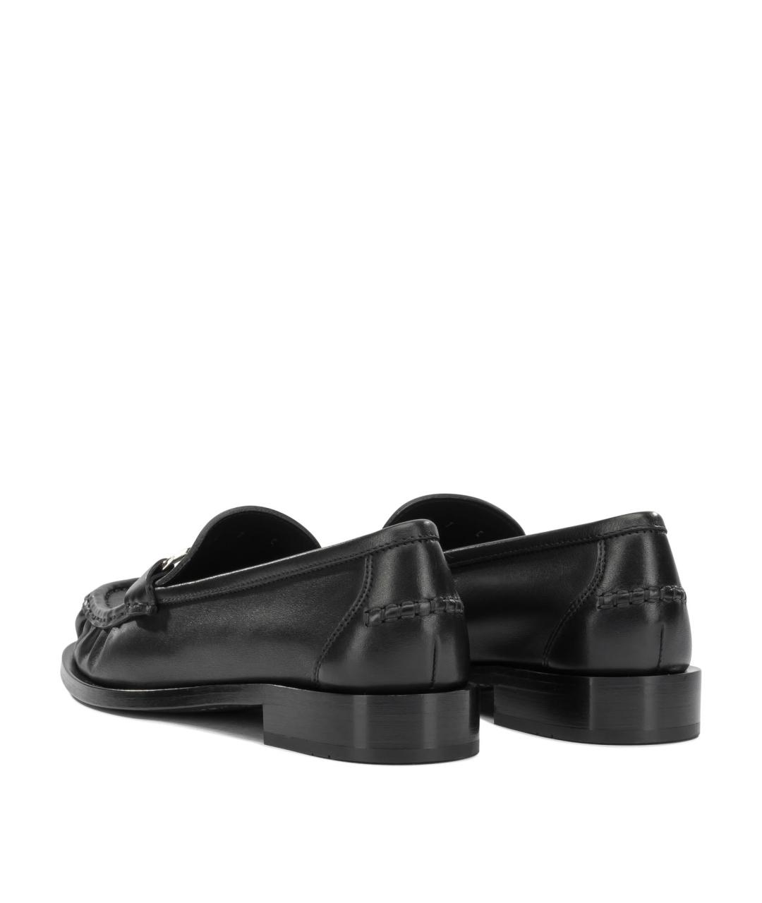 FERRAGAMO Черные кожаные лоферы, фото 4