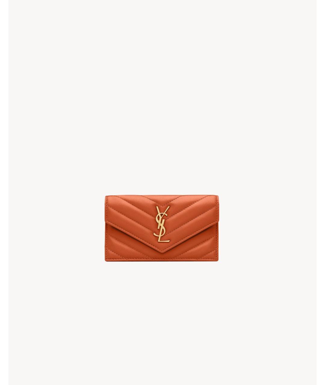 SAINT LAURENT Оранжевый кожаный кошелек, фото 1