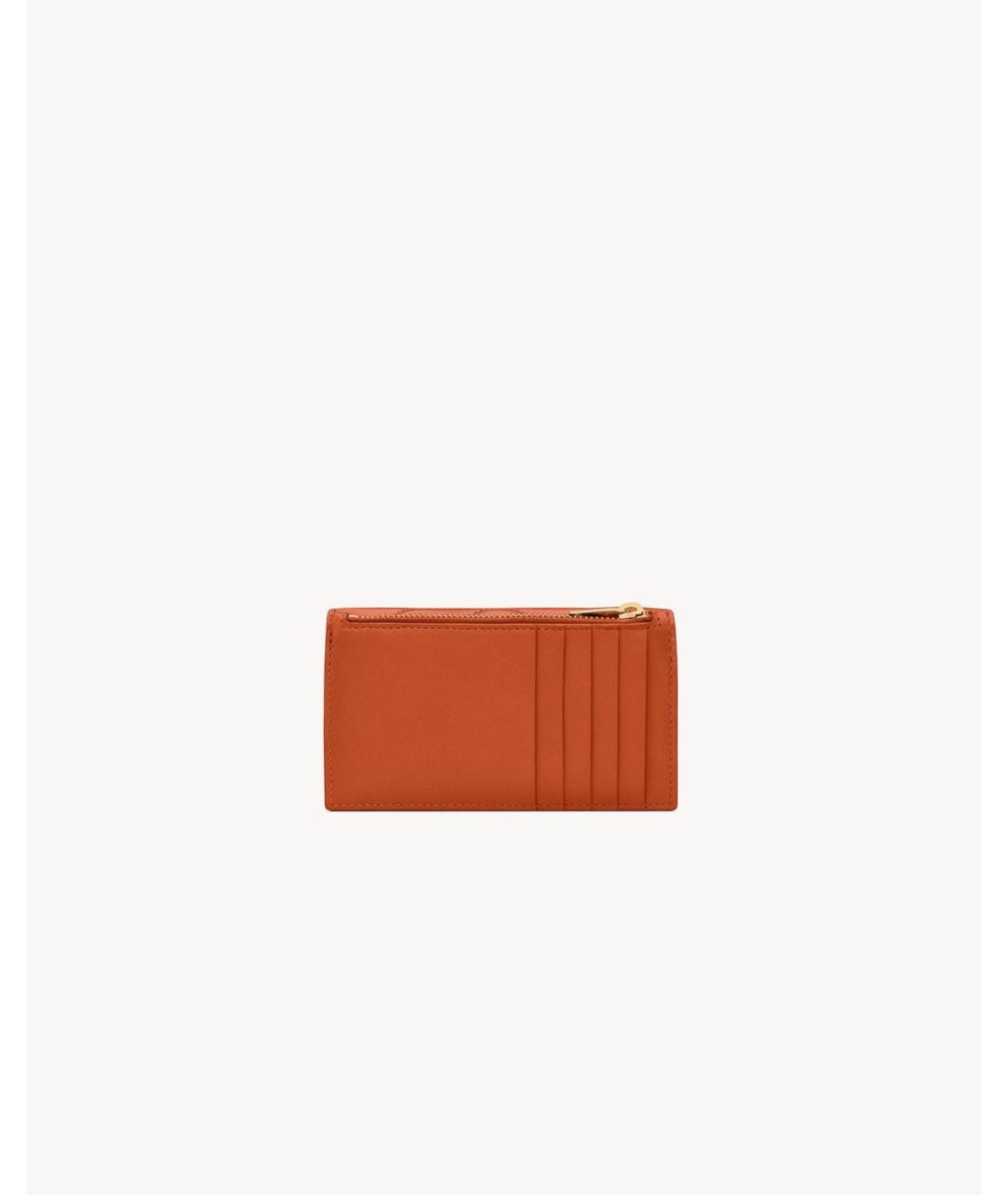 SAINT LAURENT Оранжевый кожаный кошелек, фото 2